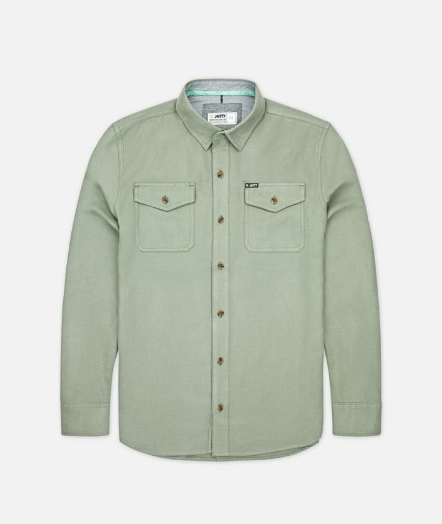 Clothing * | Jetty Essex Twill Shirt Agave Men'S