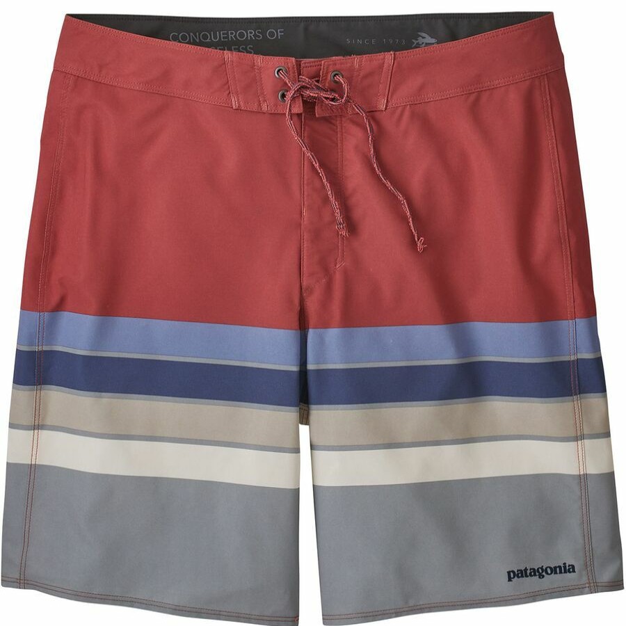 Clothing * | Patagonia Men'S Hydropeak Boardshorts 21 Santa Cruz Stripe/Sumac Red