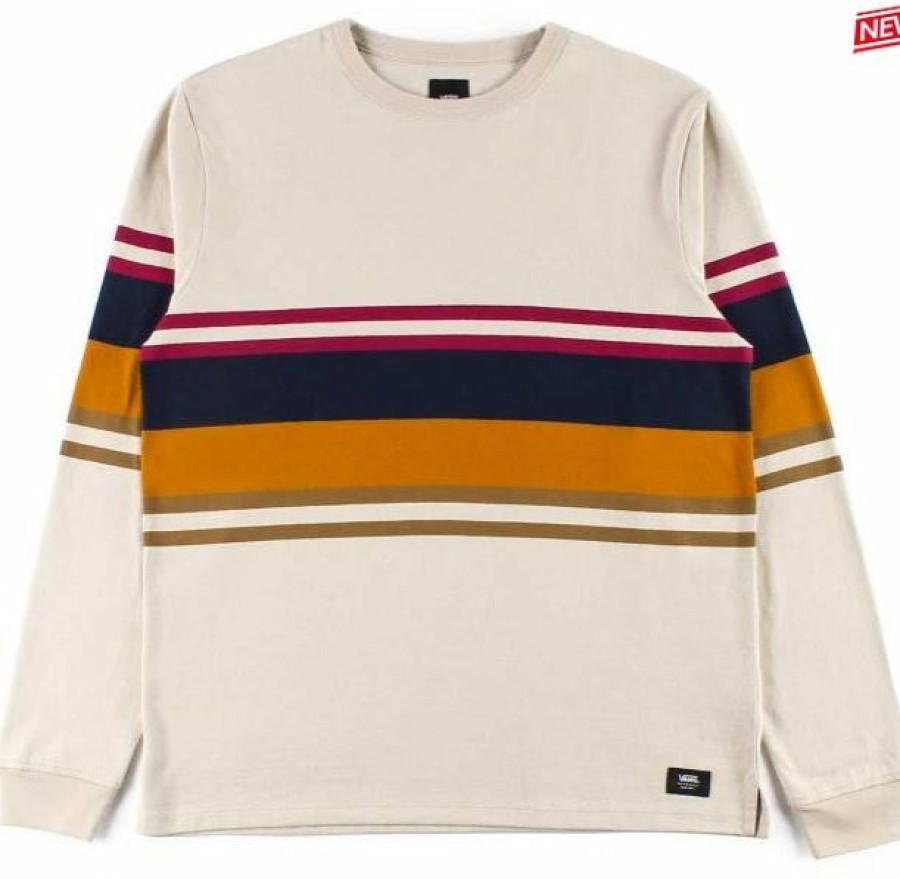 Clothing * | Vans Men'S Lynwood Stripe Long Sleeve Shirt Oatmeal