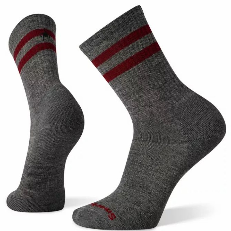 Clothing * | Smartwool Accessories Athletic Targeted Cushion Stripe Crew Socks Medium Gray