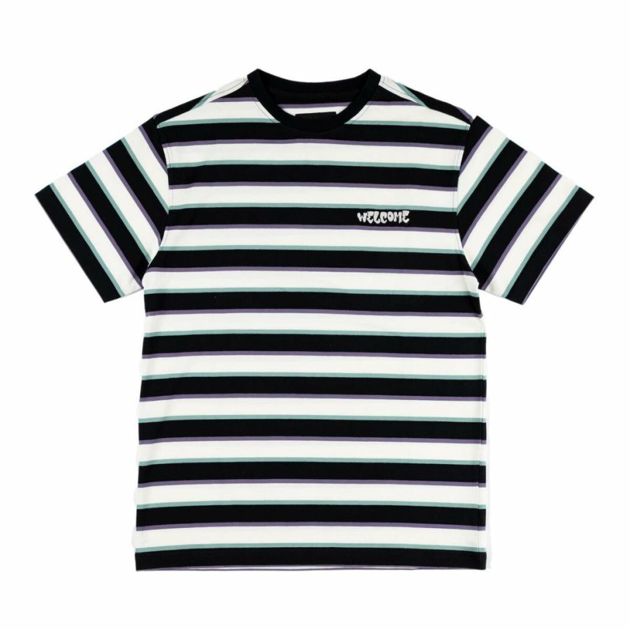 Clothing * | Welcome Cooper Stripe S/S Knit Tee Bone Men'S