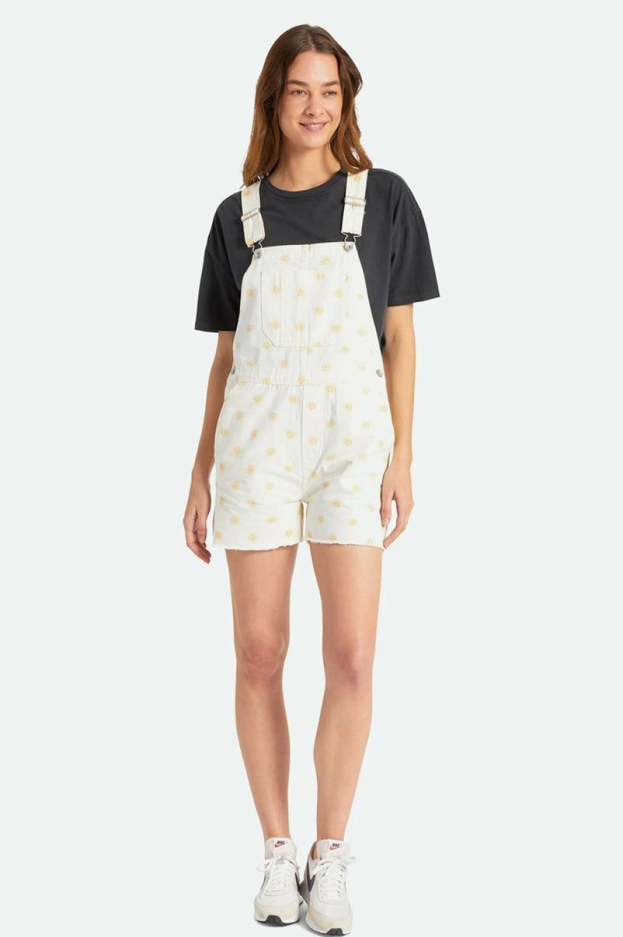 Clothing * | Brixton Christina Short Overall Off White Daisy Dot Women'S