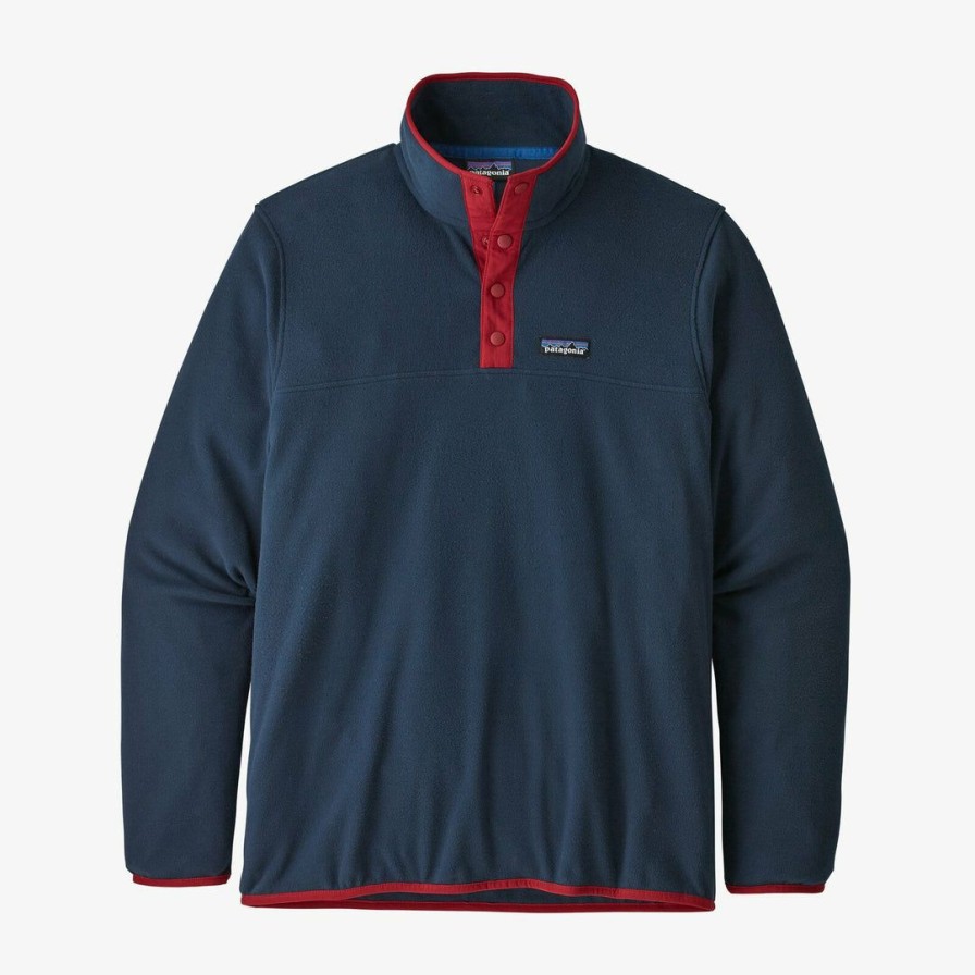 Clothing * | Patagonia Men'S Micro D Snap-T Fleece Pullover New Navy W/Classic Red