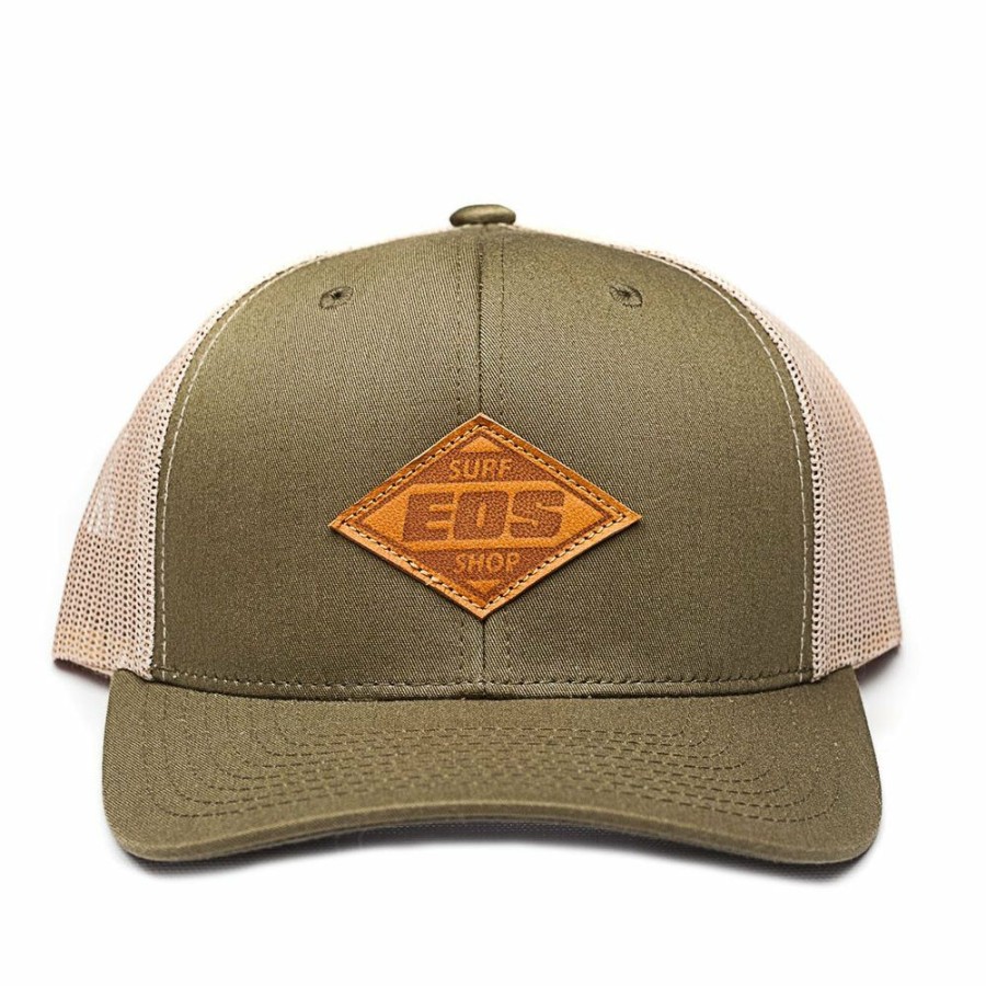 Clothing * | Eos Surf Shop Leather Patch Snapback Green/Tan