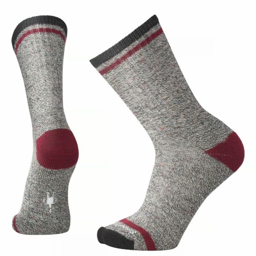 Clothing * | Smartwool Accessories Everyday Larimer Crew Socks Charcoal Heather/Tibetan Red Heather