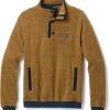 Clothing * | Patagonia Men'S Shearling Fleece Button Pullover Bear Brown & New Navy