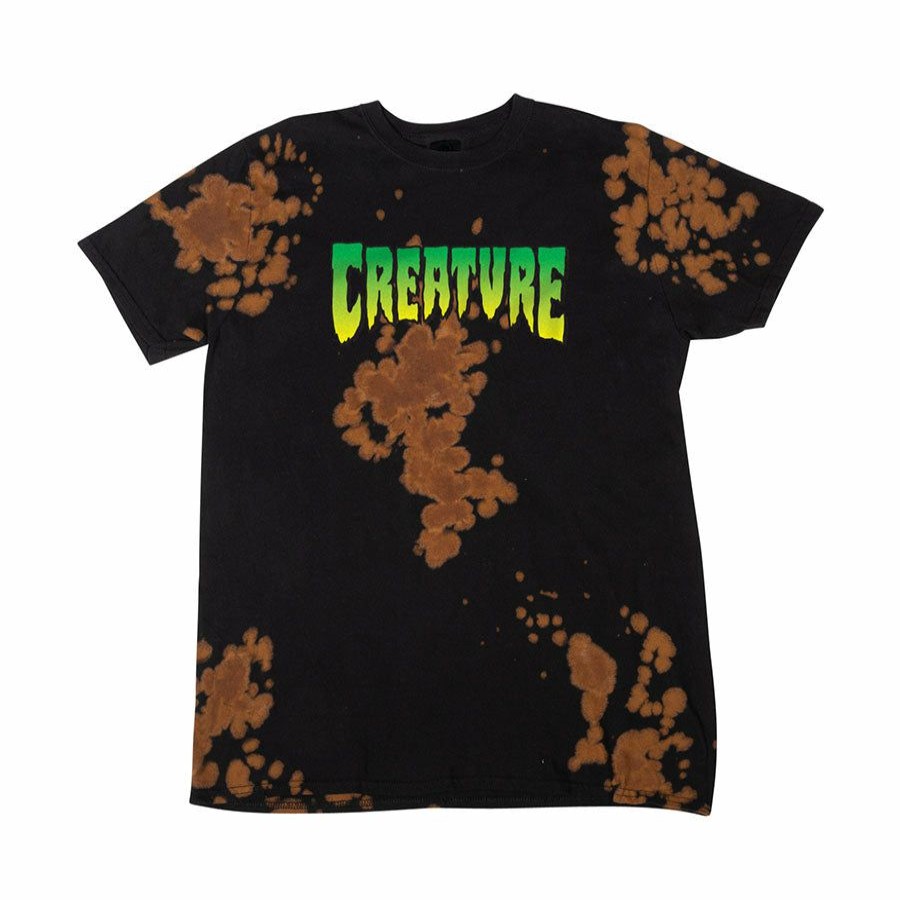 Clothing * | Creature Logo S/S Regular T-Shirt Bleach Out Black Tees