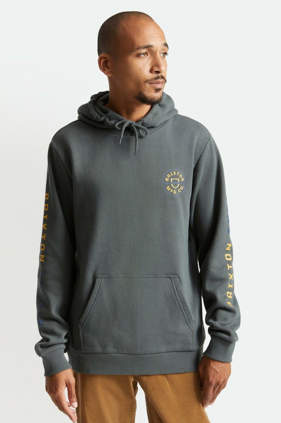 Clothing * | Men'S Brixton Crest Hood Evergreen