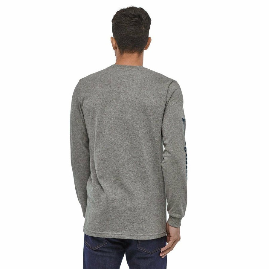 Clothing * | Patagonia Men'S Long-Sleeved Text Logo Cotton/Poly Responsibili-Tee Gray