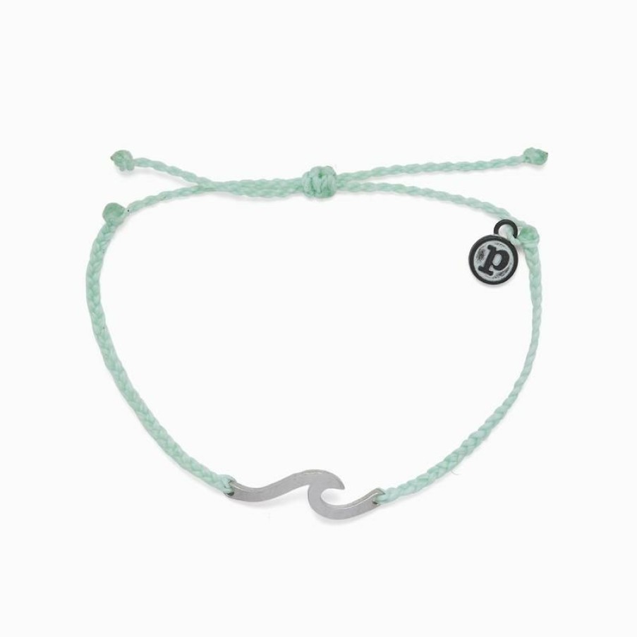 Clothing * | Pura Vida Hammered Wave Silver Charm Bracelet Accessories