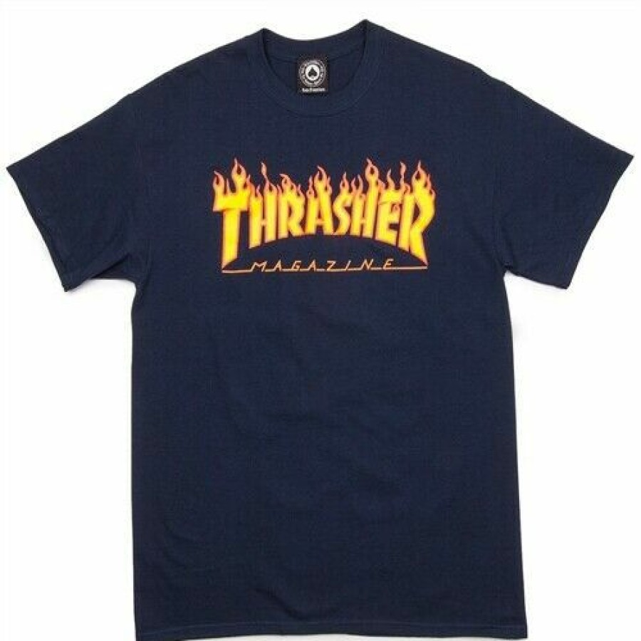 Clothing * | Men'S Thrasher Flame Tee Navy