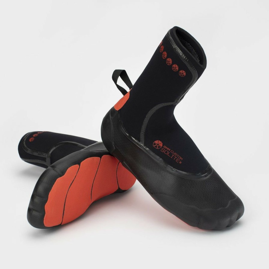 Surfboards, Wetsuits, & Kiteboarding * | Solelite Custom 8Mm Surf Boot Black & Red Wet Suits