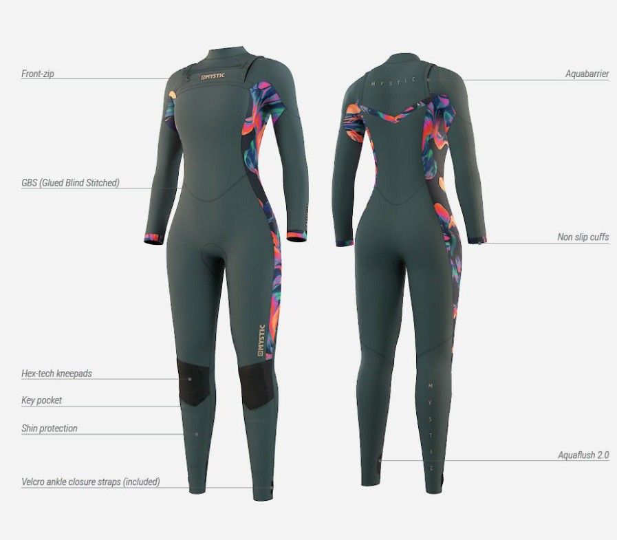 Surfboards, Wetsuits, & Kiteboarding * | Mystic Dazzled Fullsuit 5/3Mm Double Fzip Women