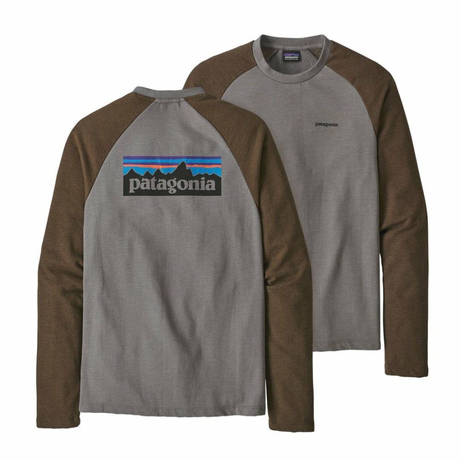 Clothing * | Patagonia Men'S P-6 Logo Lightweight Crew Sweatshirt Grey/Brown