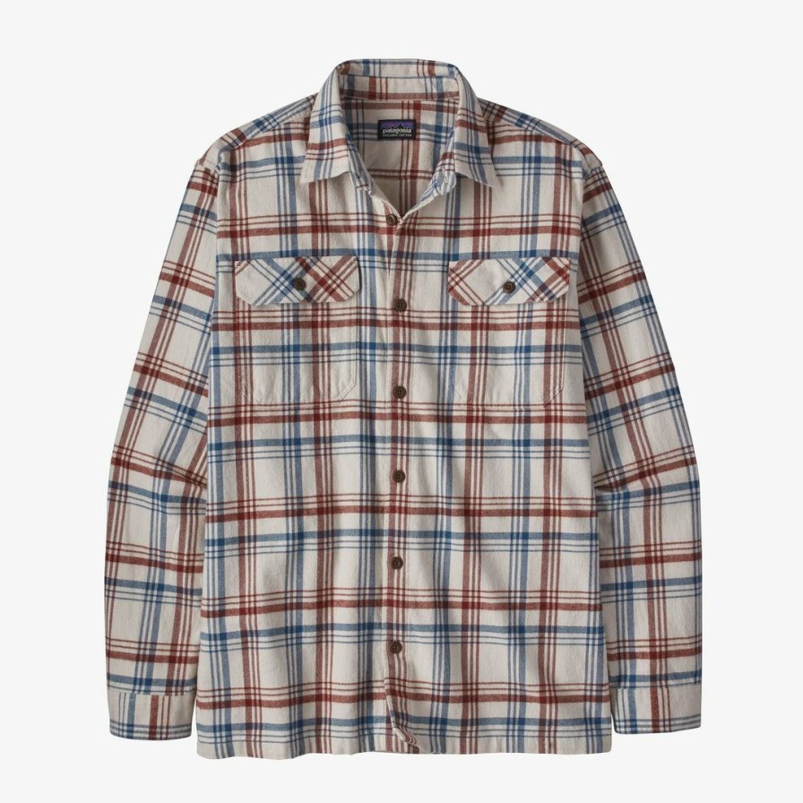 Clothing * | Patagonia Men'S Long-Sleeved Organic Cotton Midweight Fjord Flannel Shirt Drifted: Cornice Grey