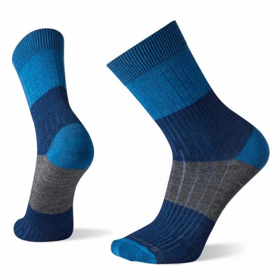 Clothing * | Smartwool Everyday Rib Color Block Crew Socks Alpine Blue