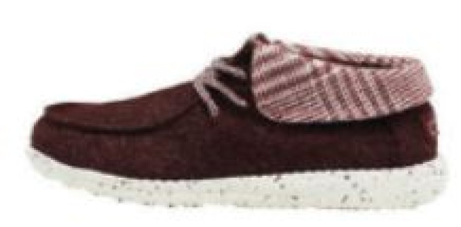 Footwear * | Hey Dude Britt Houndstooth Burgundy Shoe-Clearance