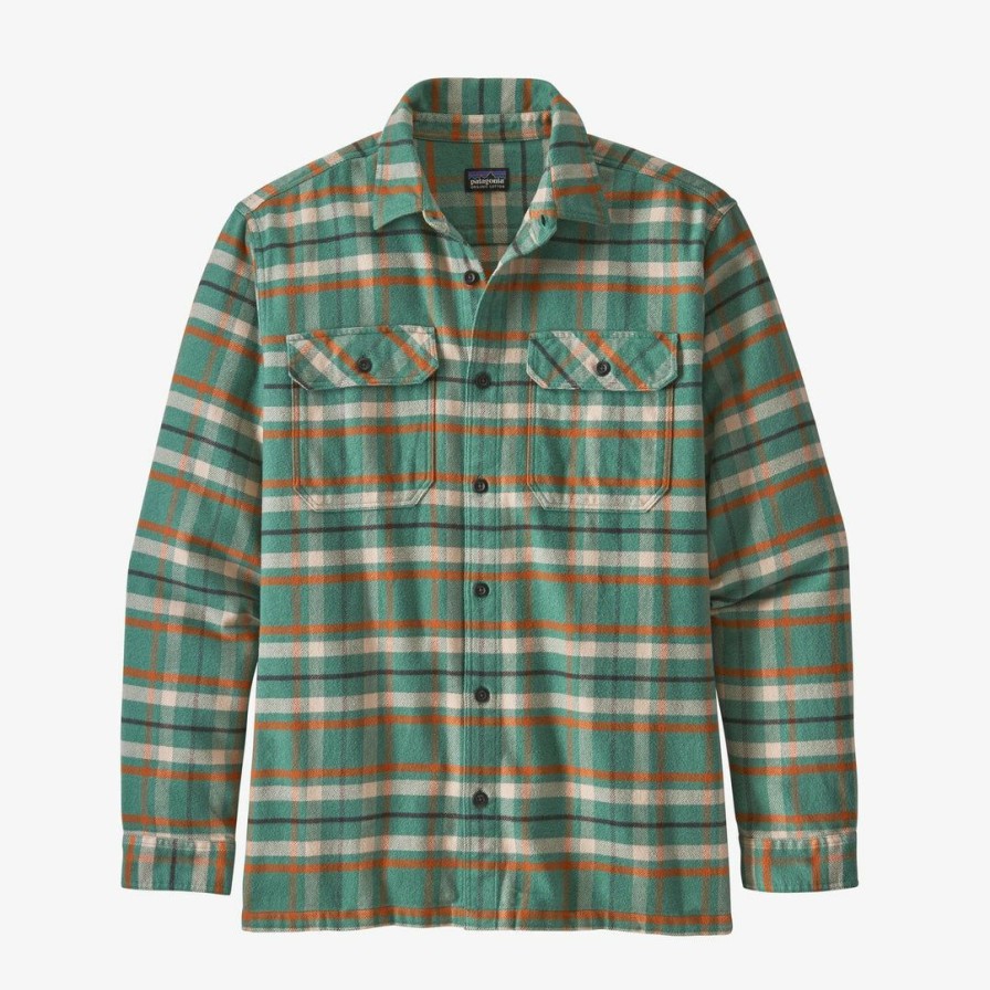 Clothing * | Patagonia Men'S Long-Sleeved Fjord Flannel Shirt Independence: Forge Grey