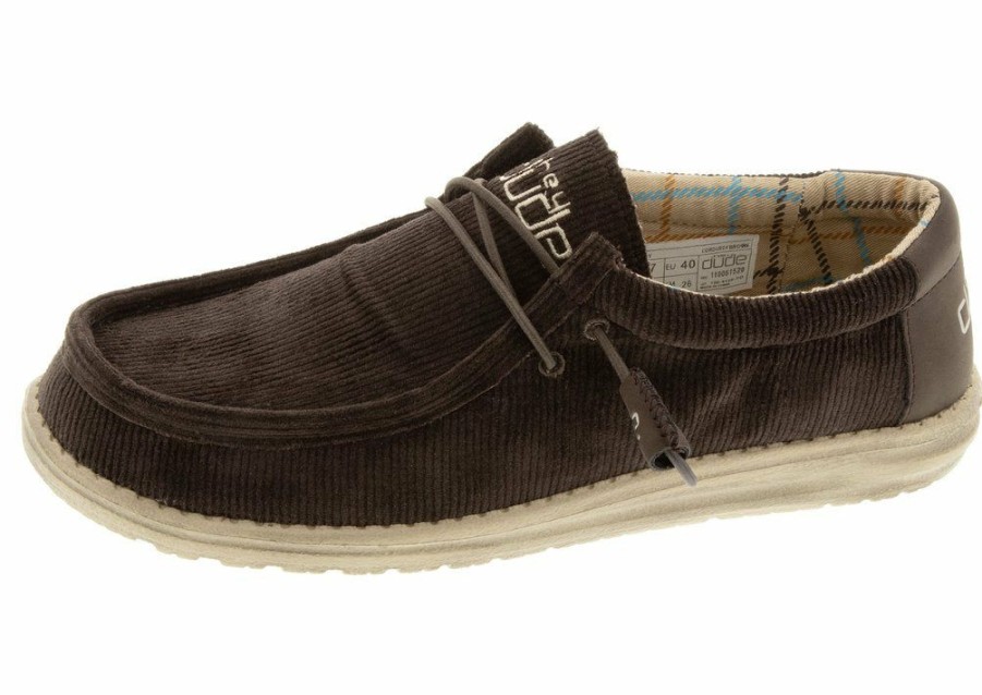 Footwear * | Hey Dude All Footwear Wally Corduroy Brown-Clearance