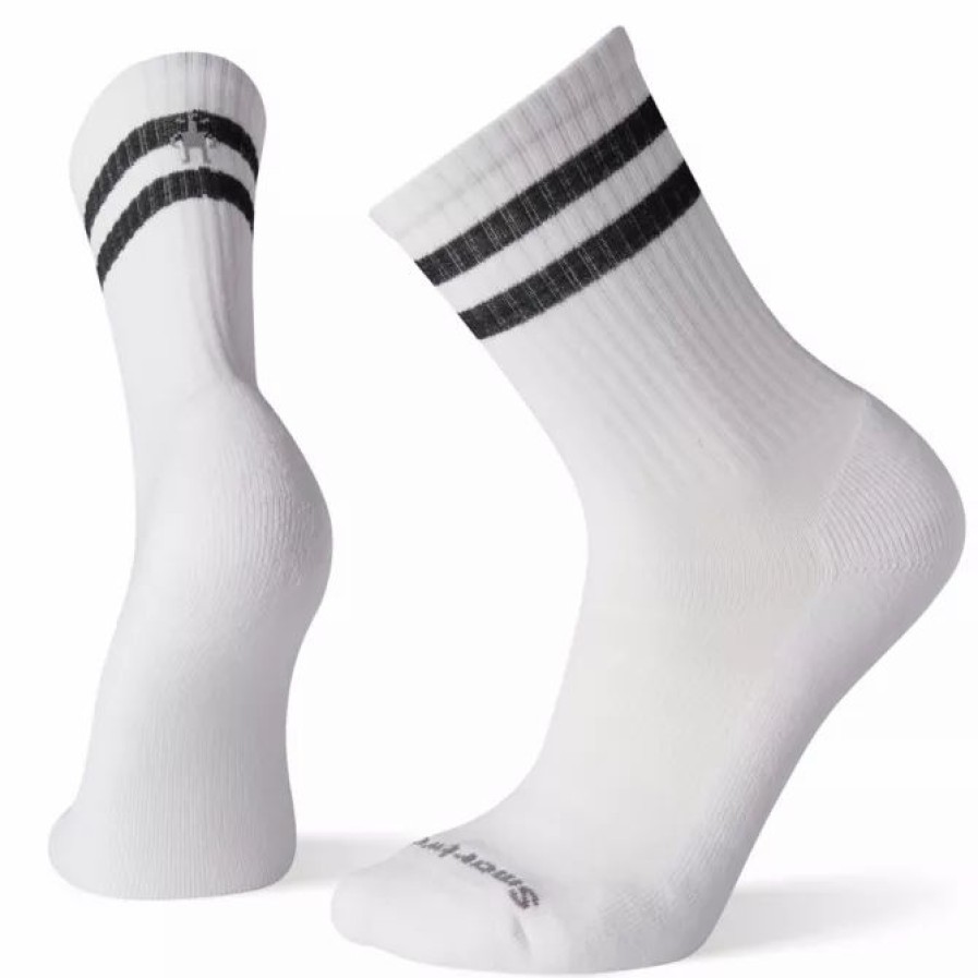 Clothing * | Smartwool Athletic Targeted Cushion Stripe Crew Socks White & Black