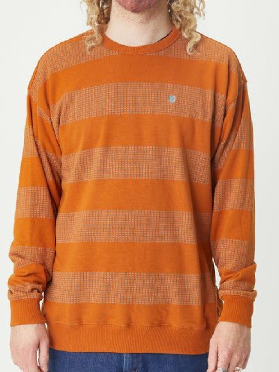 Clothing * | Men'S Brixton Hilt Stripe Crewneck Sweatshirt