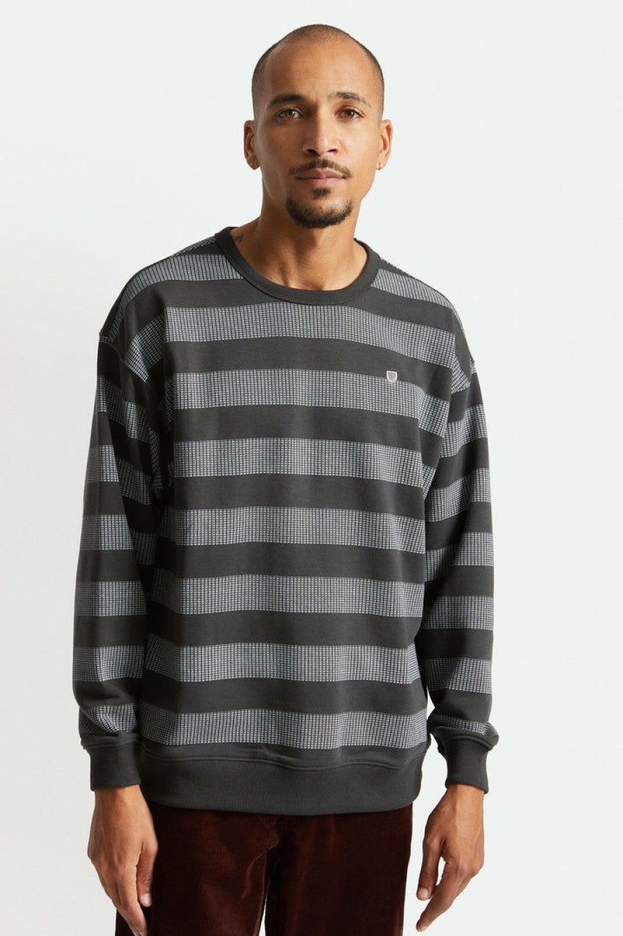 Clothing * | Men'S Brixton Hilt Stripe Crewneck Sweatshirt