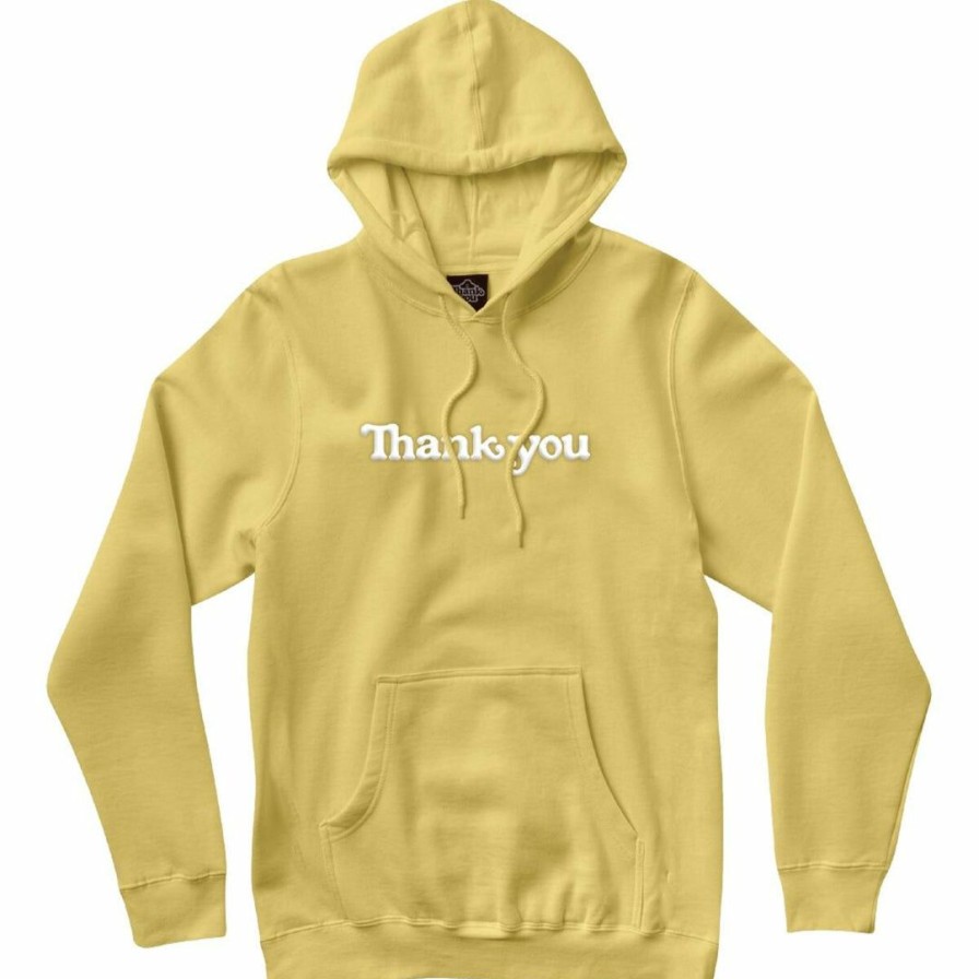 Clothing * | Thank You Skateboards Thank You Embroidered Center Hoodie Light Yellow Men'S