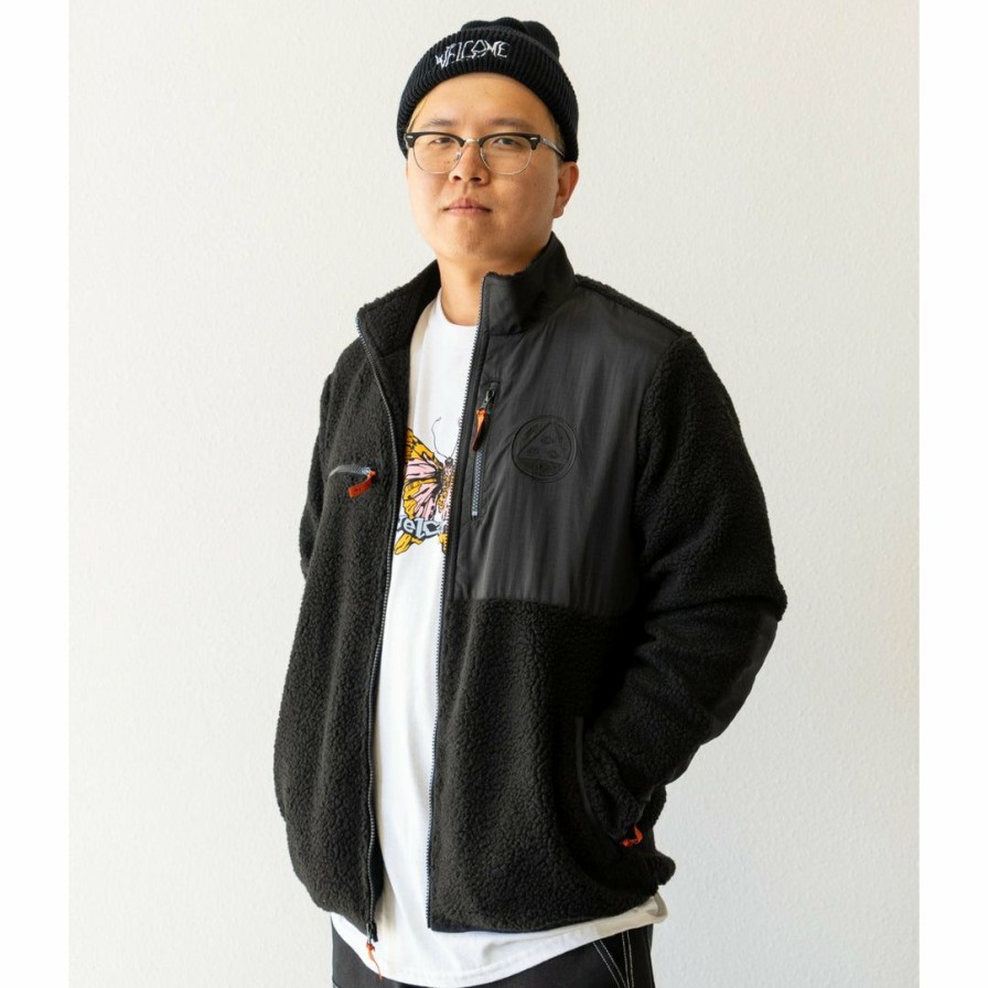 Clothing * | Welcome Vertex Full-Zip Sherpa Fleece Black Men'S