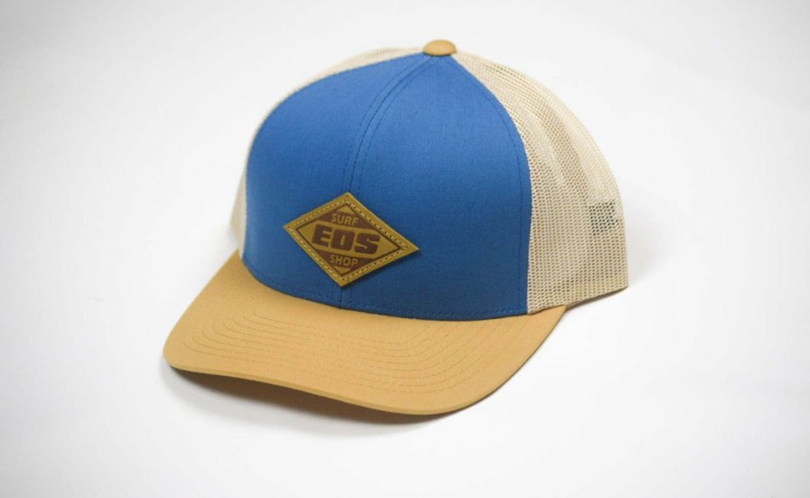 Clothing * | Eos Surf Shop Leather Patch Snapback Dark Blue Eos Branded