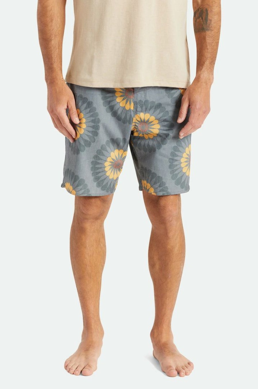 Clothing * | Brixton Temple Trunk Short Pebble/Sun Floral Men'S