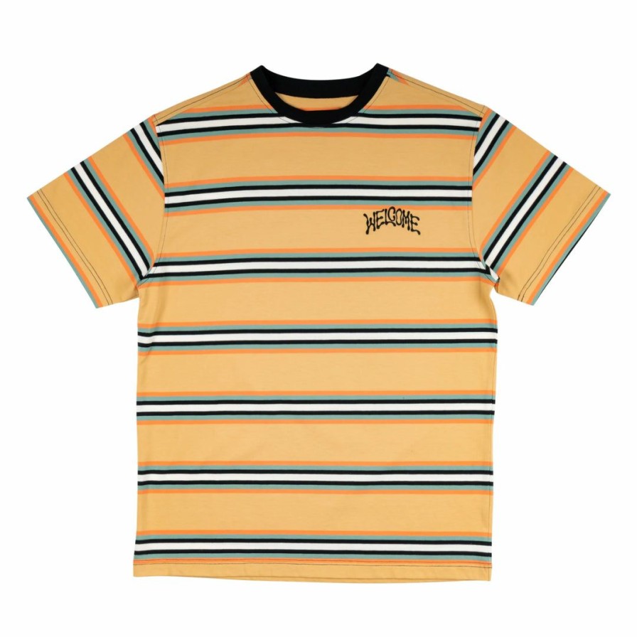 Clothing * | Welcome Thelema Stripe Short Sleeve Knit Wheat Men'S